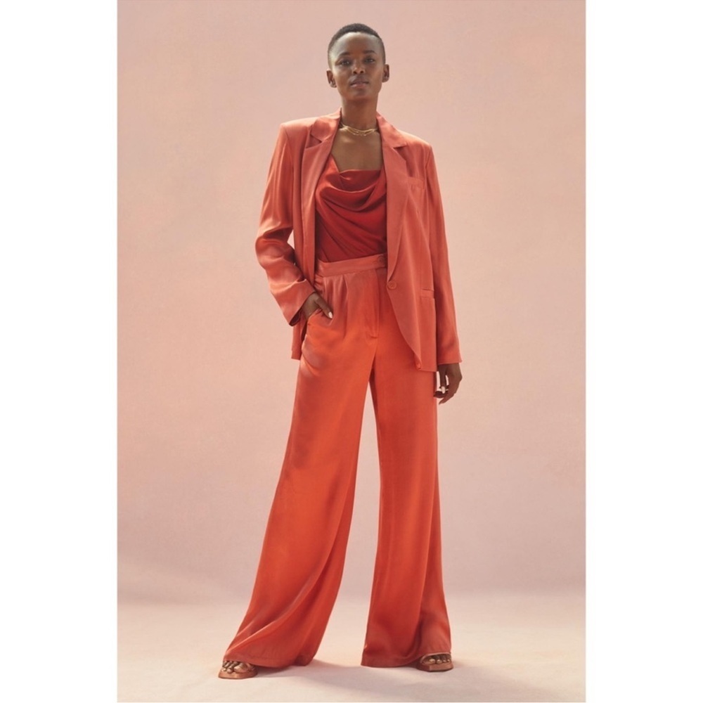 ANTHROPOLOGIE Orange Petra Wide Leg Trousers Size XS NWT